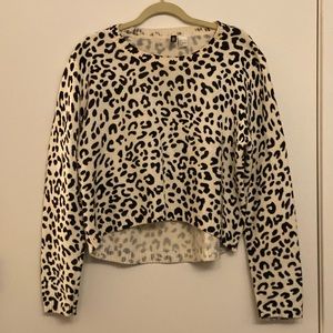 Cropped white leopard sweater